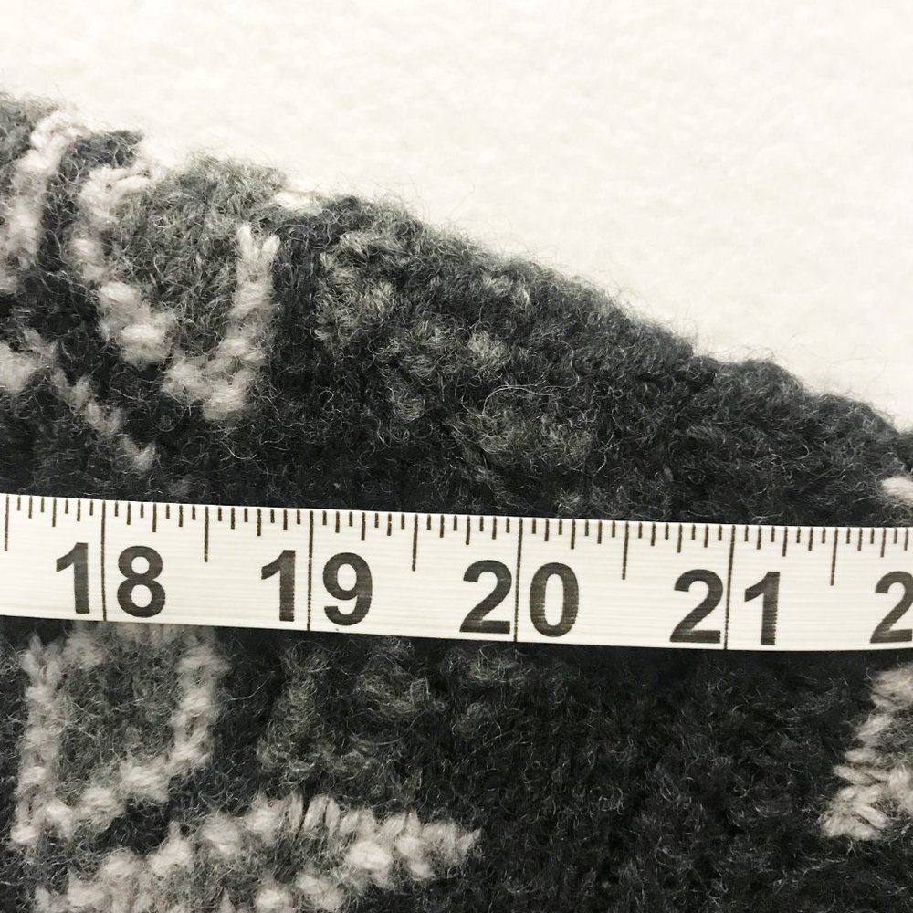 NOMADIC TRADERS Womens M Black Wool Fair Isle Zip Cardigan Sweater By Hand - Picture 10 of 11